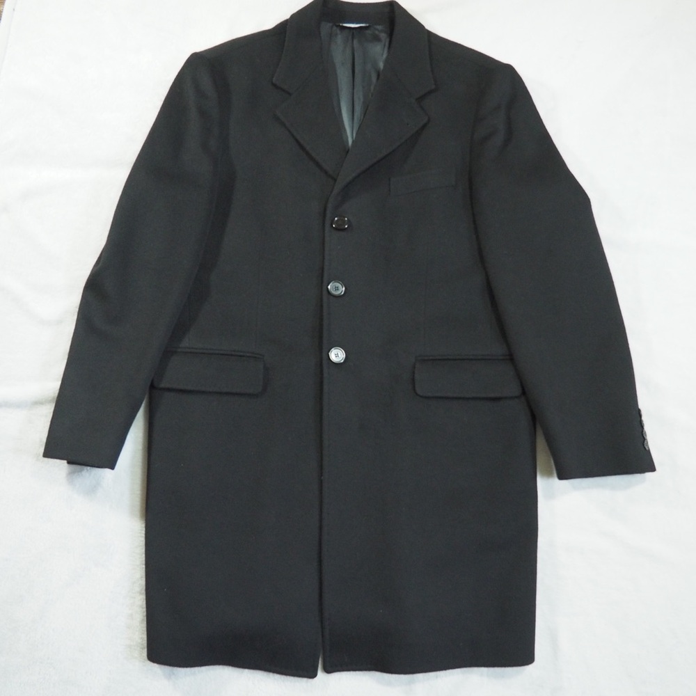 Zanetti Beatles1 Sz 42R Cashmere Blend Black Single-Breasted Overcoat